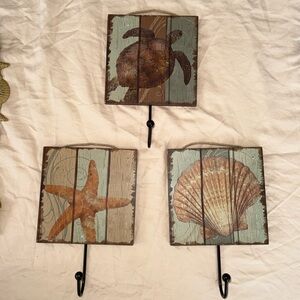 3 Piece Decorative Wall Hanging - Beach Theme Decorations - Bathroom Hooks